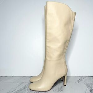 Sam Edelman Shauna Eggshell Leather Tall Heeled Boot 10M